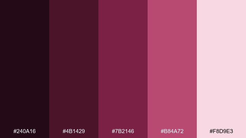 mauve maroon color palette with hex codes
