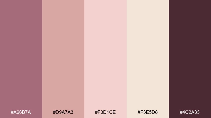 mauve metallic rose gold pink color palette with hex codes