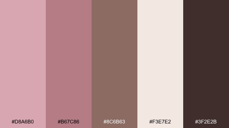 mauve mocha color palette with hex codes