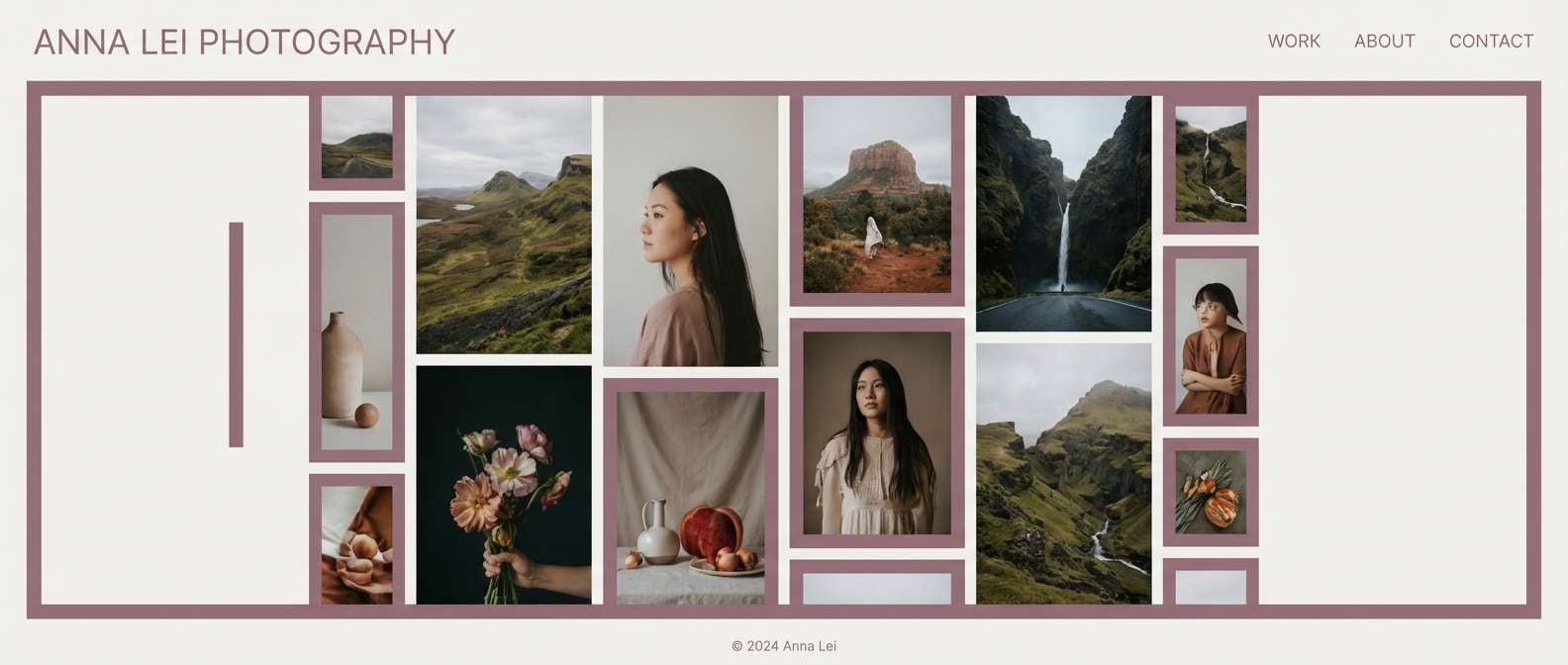 portfolio ui with mauve accents