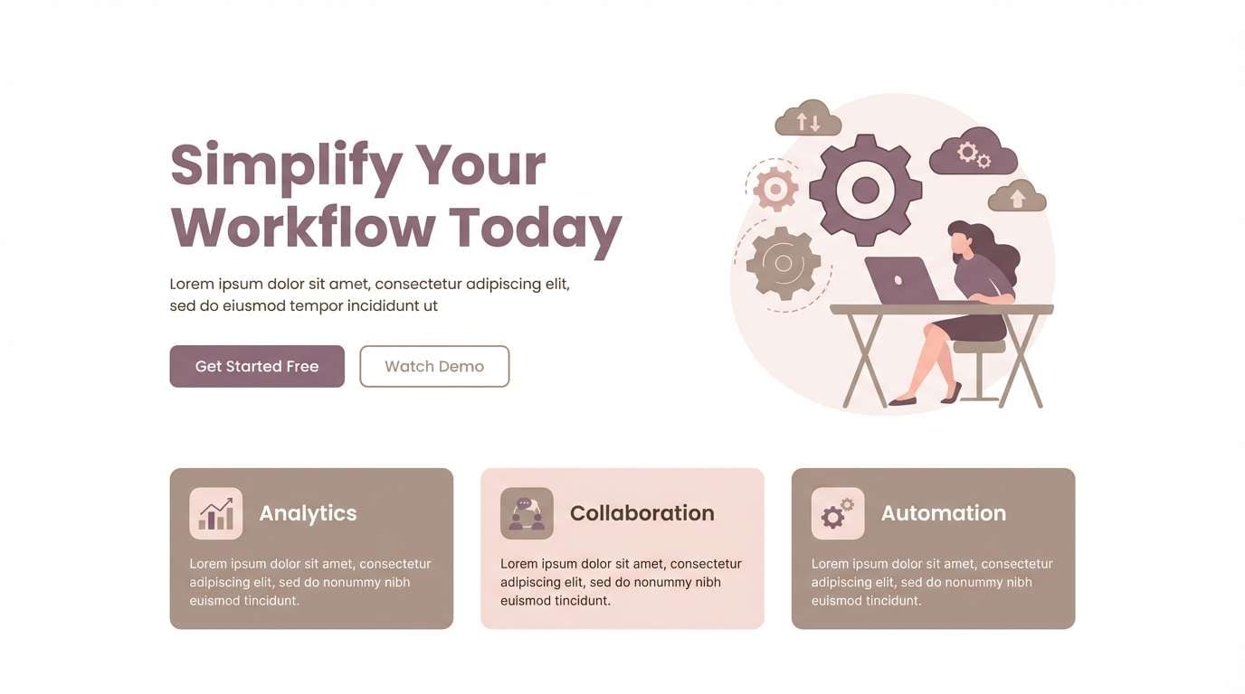 saas landing page in mauve taupe
