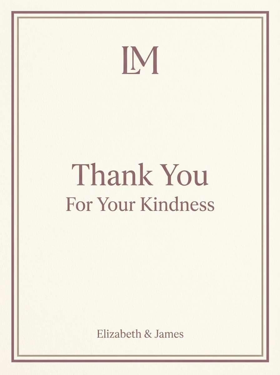 thank you card in mauve taupe