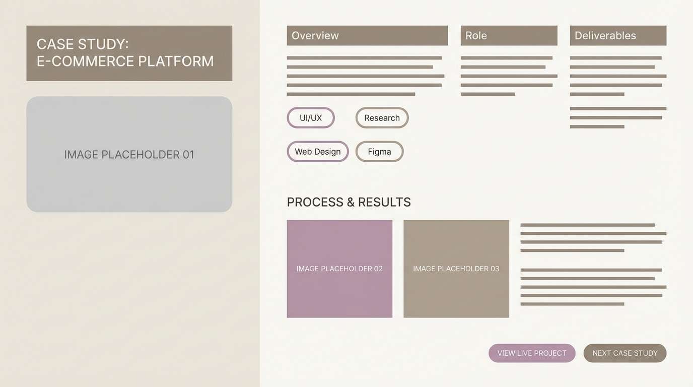 portfolio page in mauve taupe