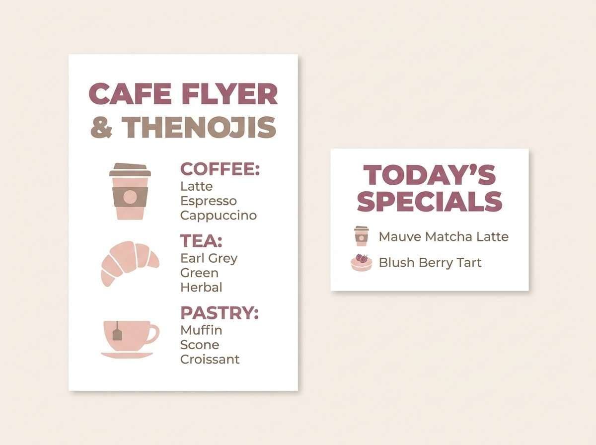 cafe flyer in mauve taupe