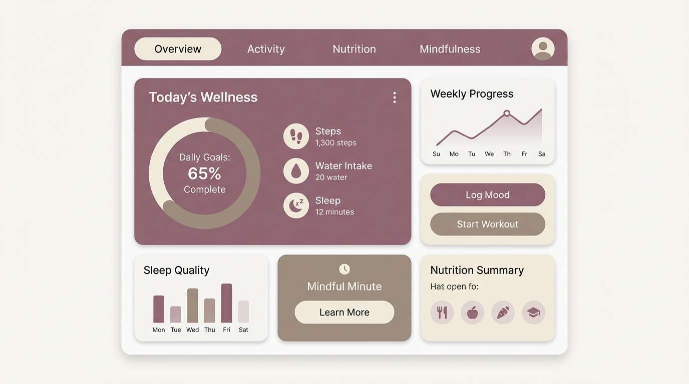 wellness dashboard in mauve taupe