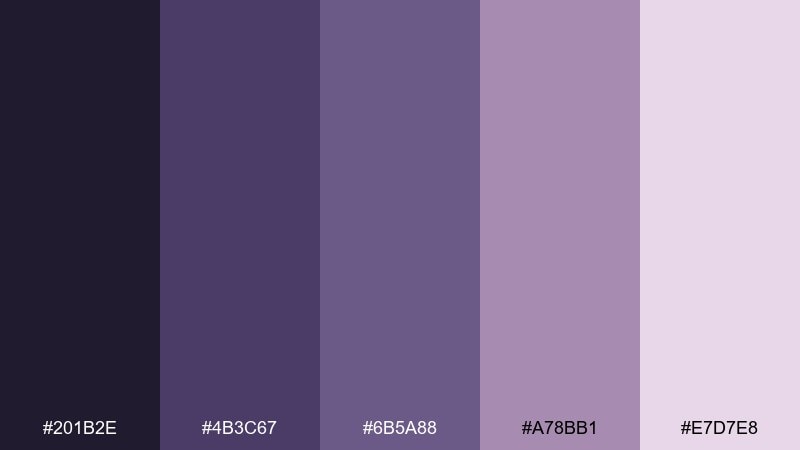 mauve twilight blue rose color palette with hex codes