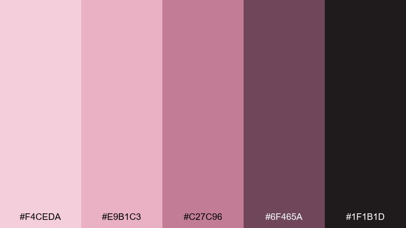 mauve twilight pale pink color palette with hex codes