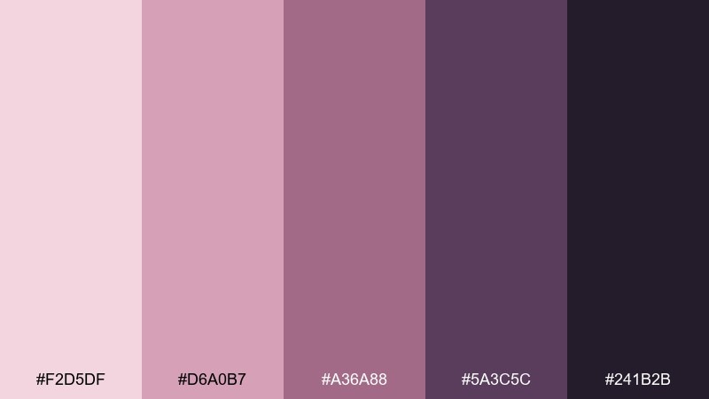 mauve twilight rose color palette with hex codes