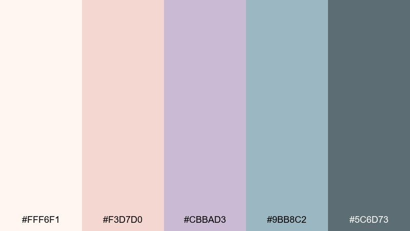 meadow fog mountain color palette with hex codes