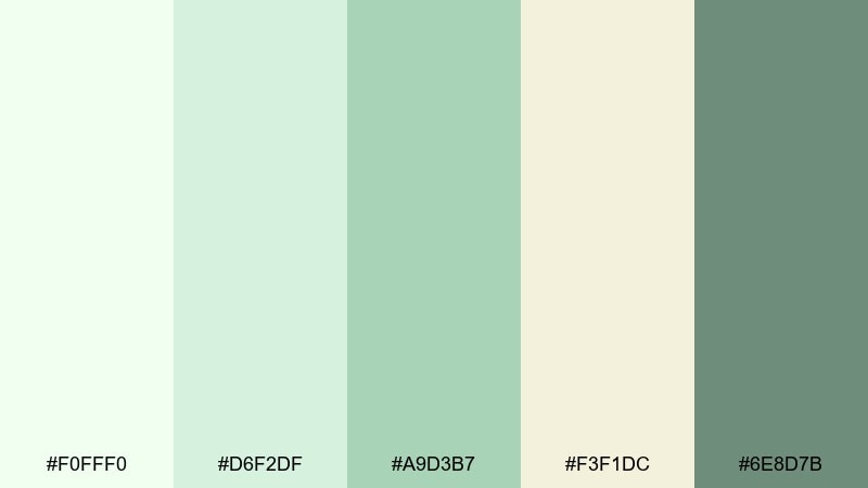 meadow morning honeydew color palette with hex codes