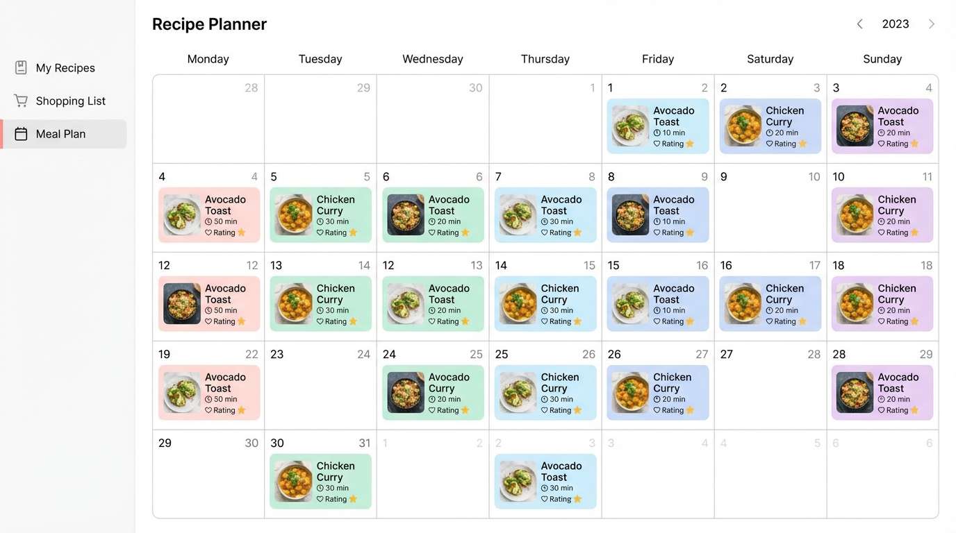 meal planner web ui