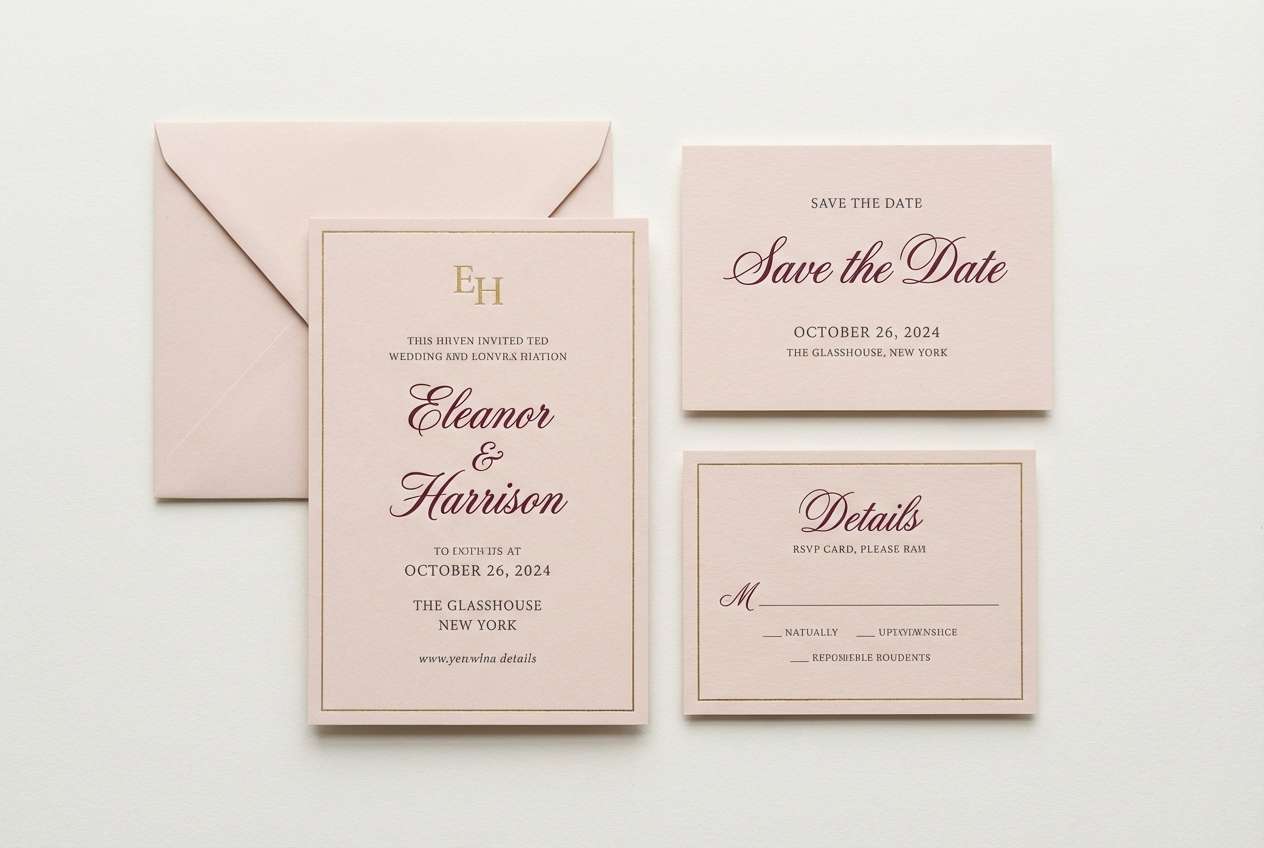 old world wedding invite with medieval color tones