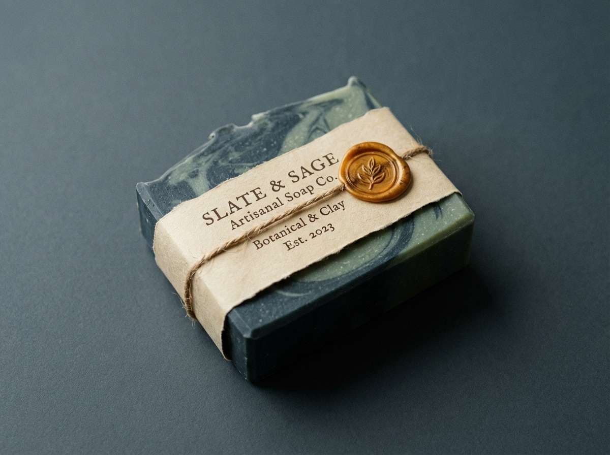 apothecary soap product ad in medieval color scheme