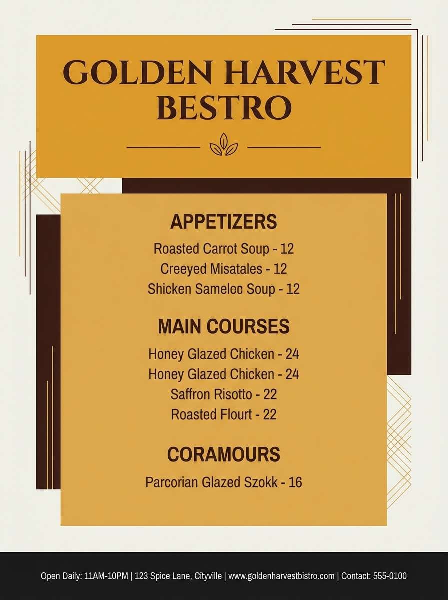 seasonal restaurant flyer using medieval color palette