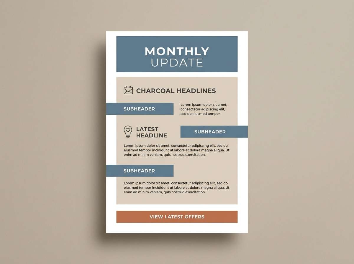 literature newsletter layout in medieval color scheme