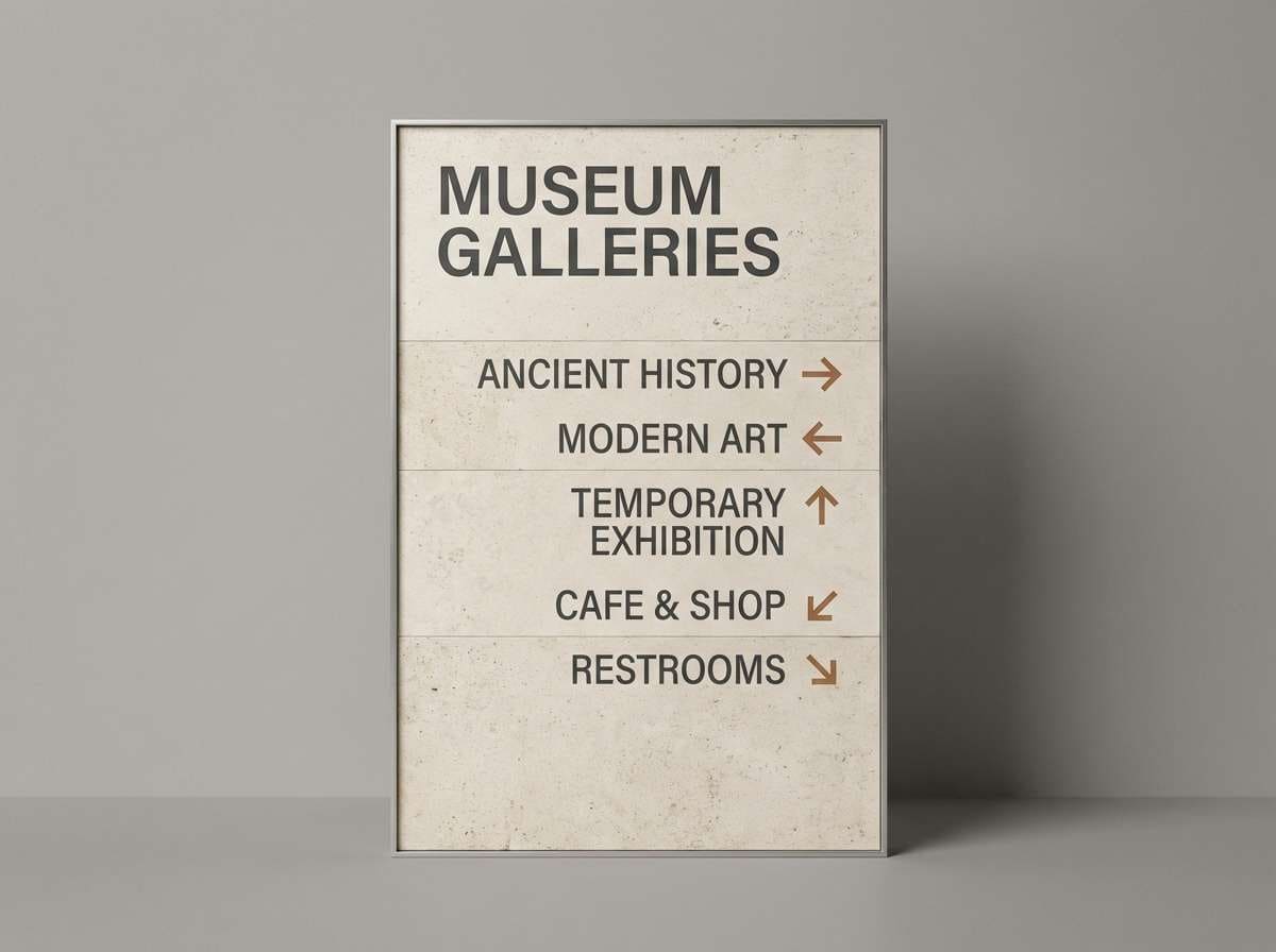 medieval colored museum wayfinding signage