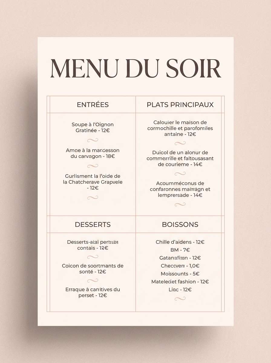 soft spa menu layout