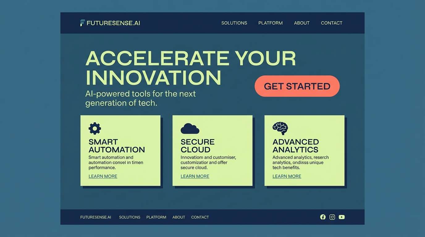 tech landing page mockup