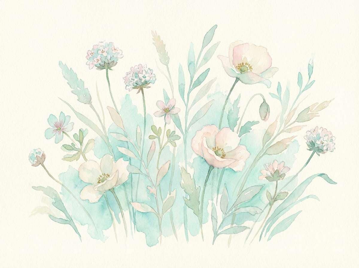 pastel botanical watercolor