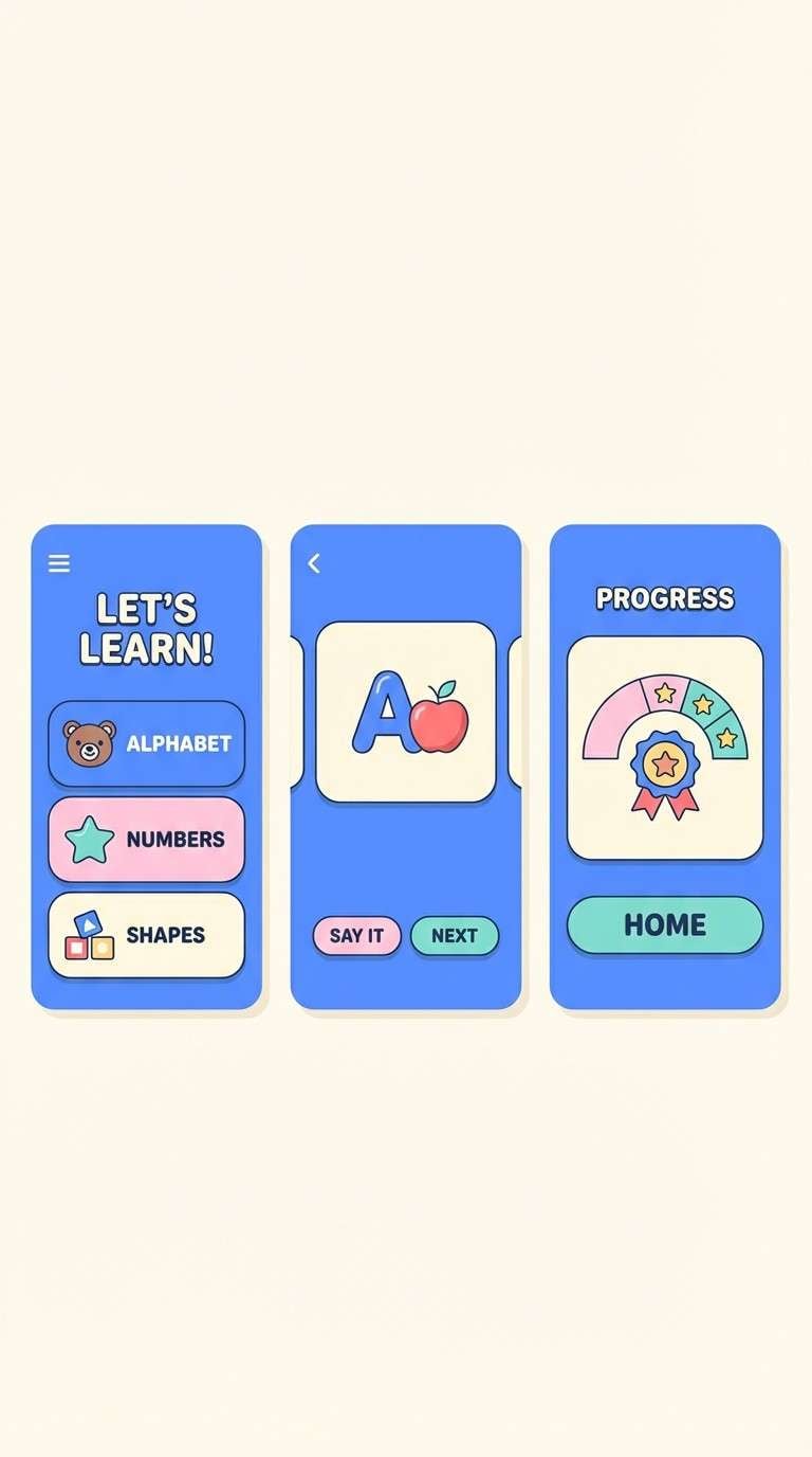 kids learning app ui