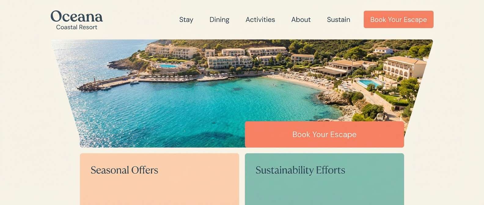 resort website hero ui