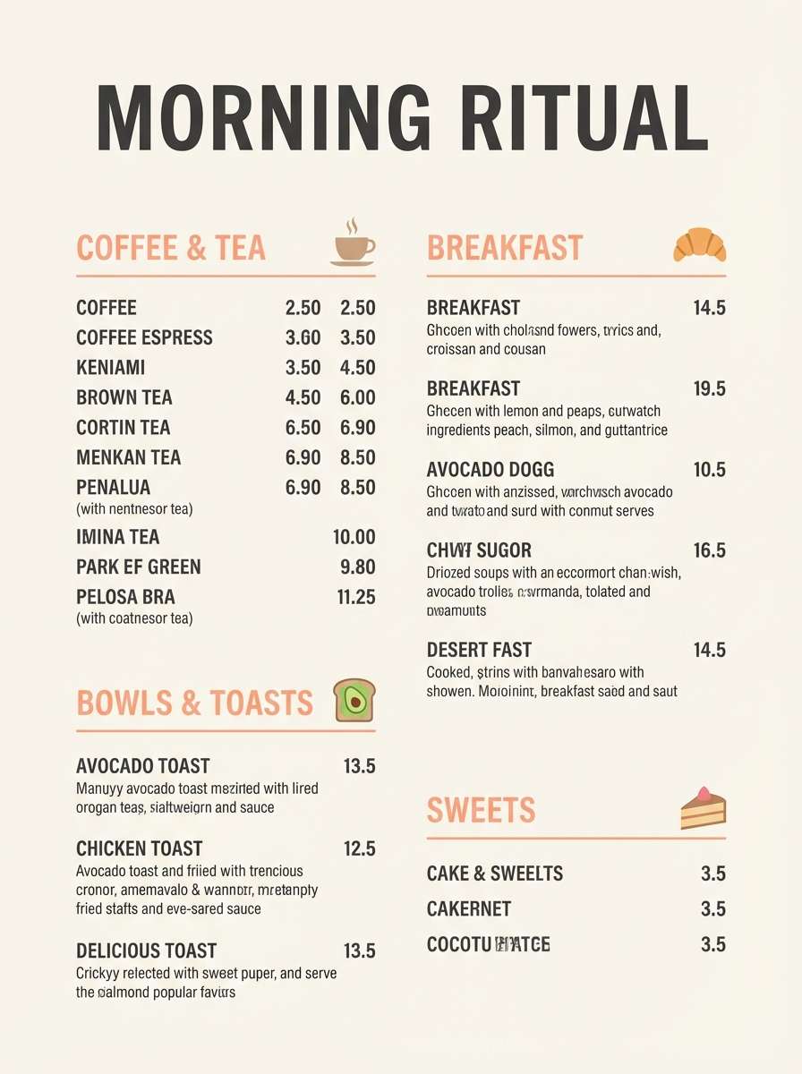 minimal cafe menu layout