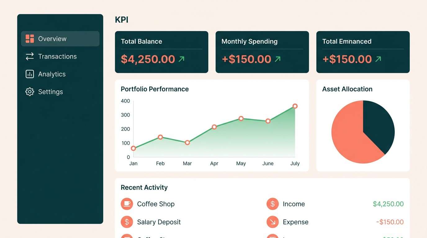 fintech dashboard in melon accents