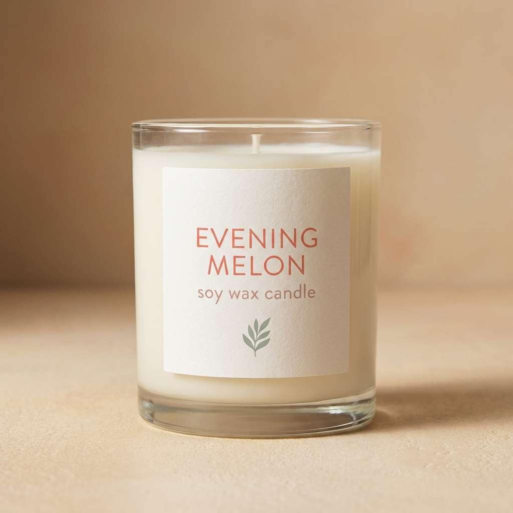 candle packaging in evening melon