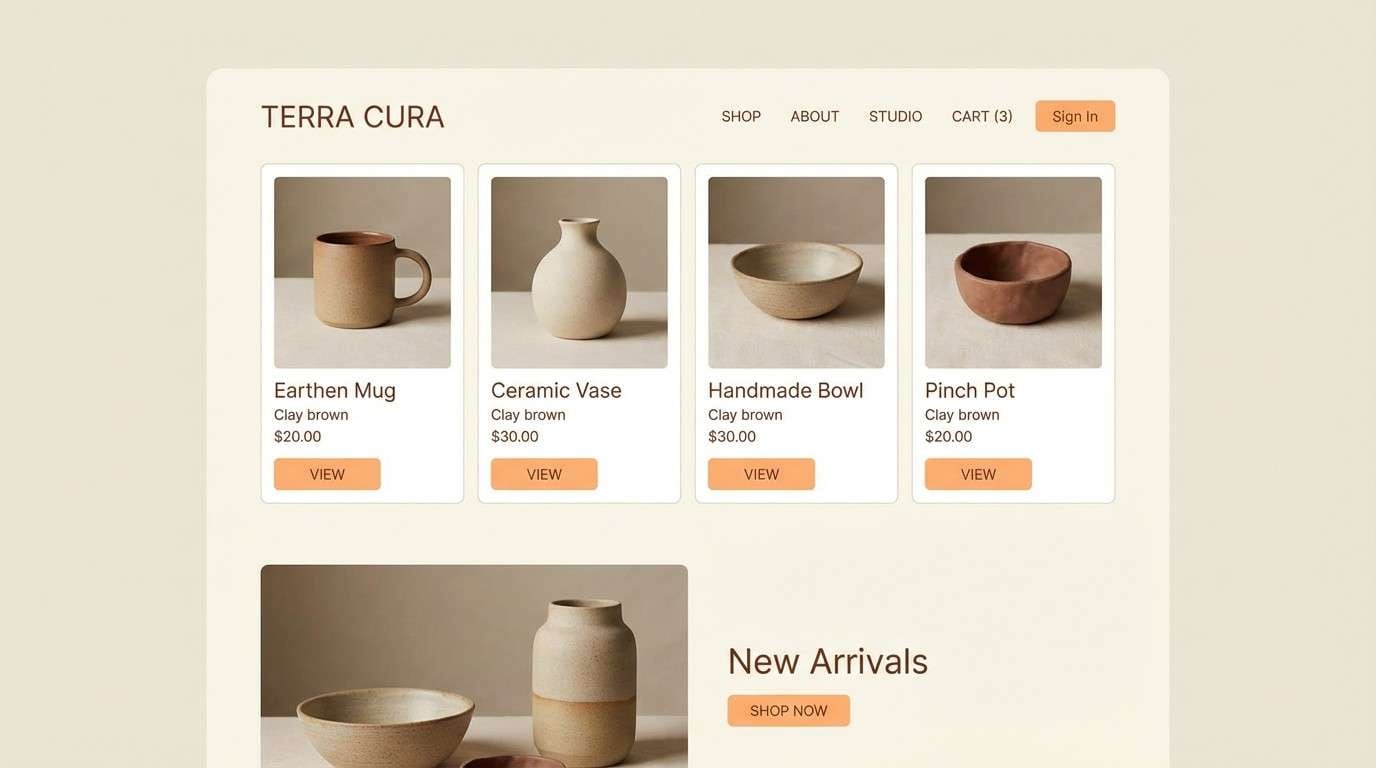 pottery shop website ui
