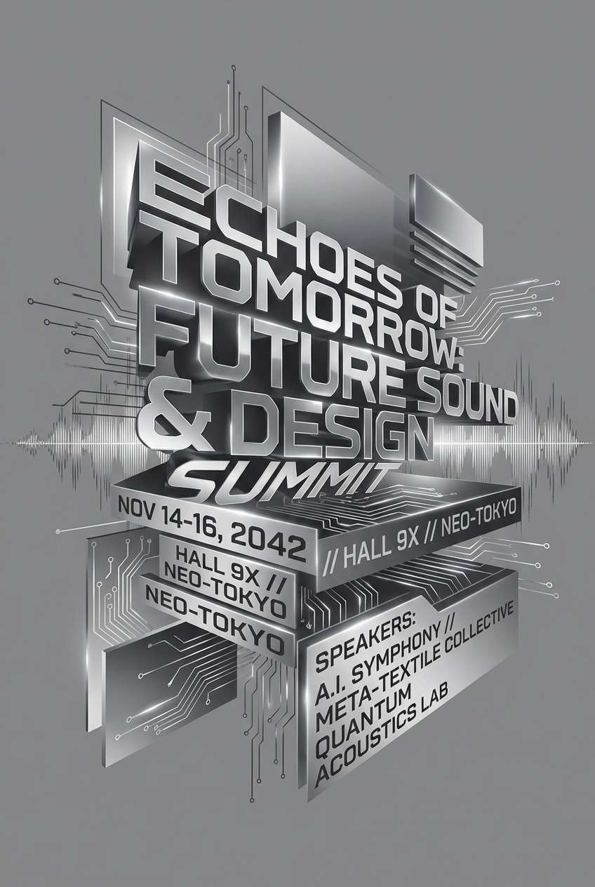 futuristic poster in silver grays