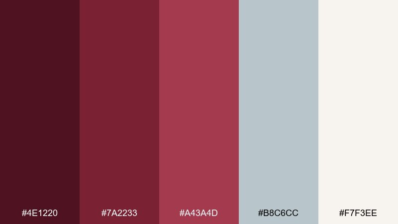 merlot and mist color palette with hex codes