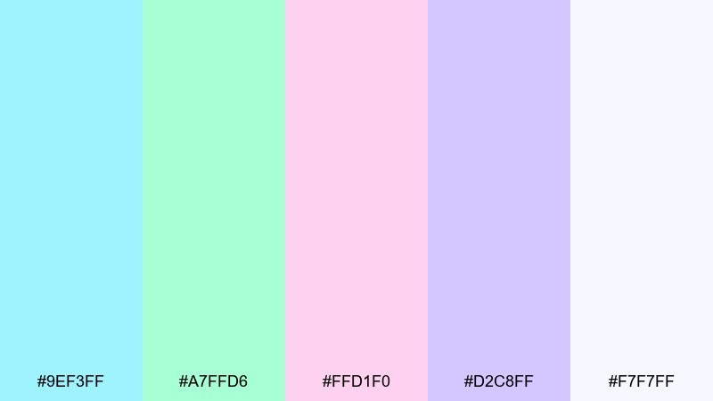 mermaid glass holographic color palette with hex codes