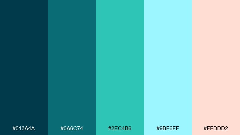 mermaid lagoon dream fantasy color palette with hex codes