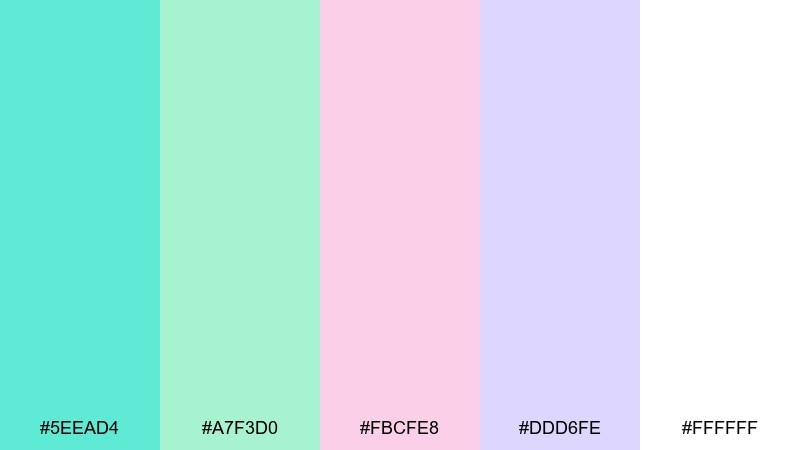 mermaid pastels color palette with hex codes