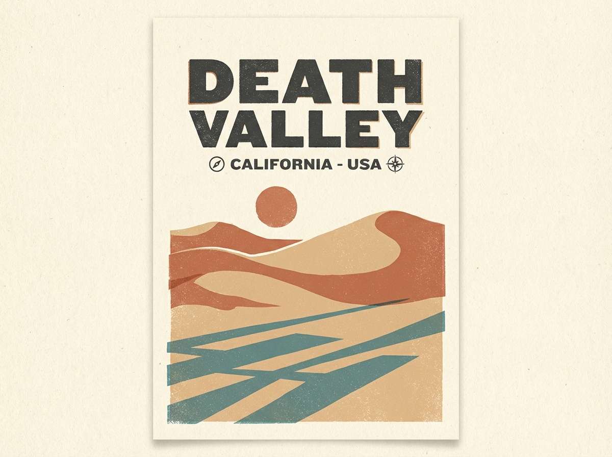 retro desert travel poster
