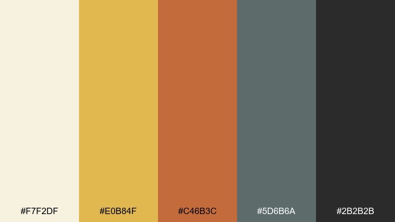 midcentury mustard color palette with hex codes