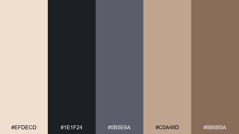 midnight almond color palette with hex codes