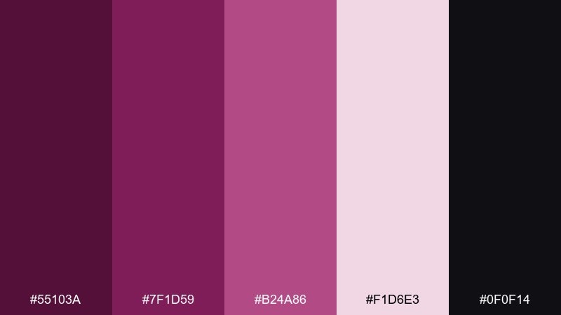 midnight berry gradient deep magenta color palette with hex codes