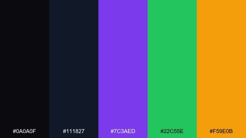 midnight billboard cyberpunk city color palette with hex codes