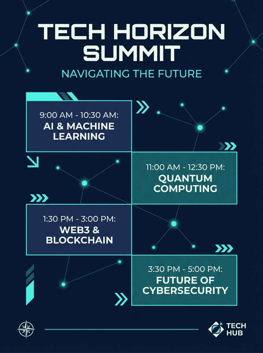 midnight blue colored tech conference flyer