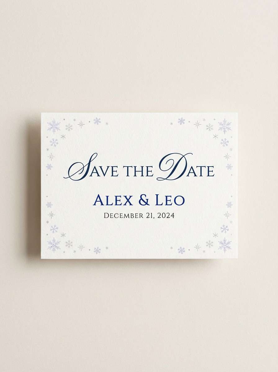 winter save the date in midnight blue color scheme