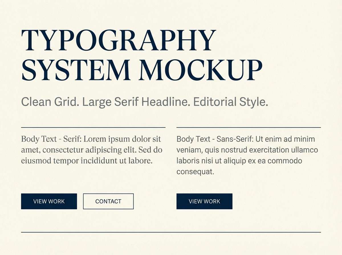 portfolio typography layout with midnight blue accents