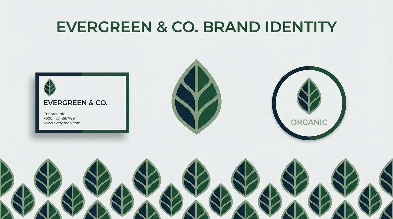 eco brand identity kit with midnight blue color palette