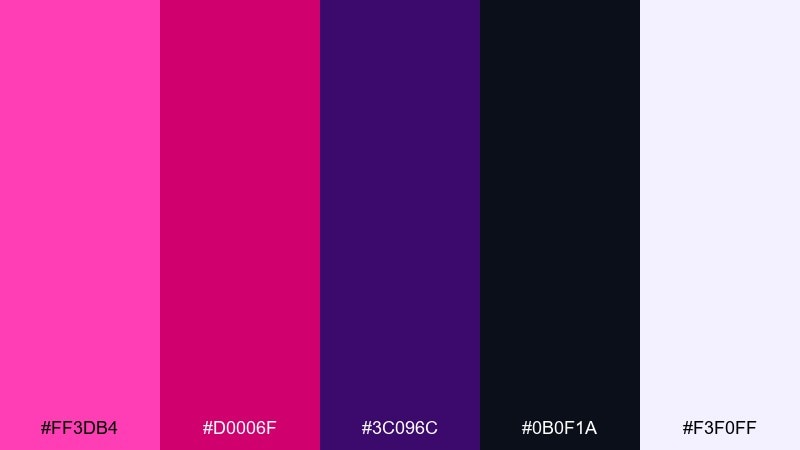 midnight bougainvillea fuchsia pink color palette with hex codes