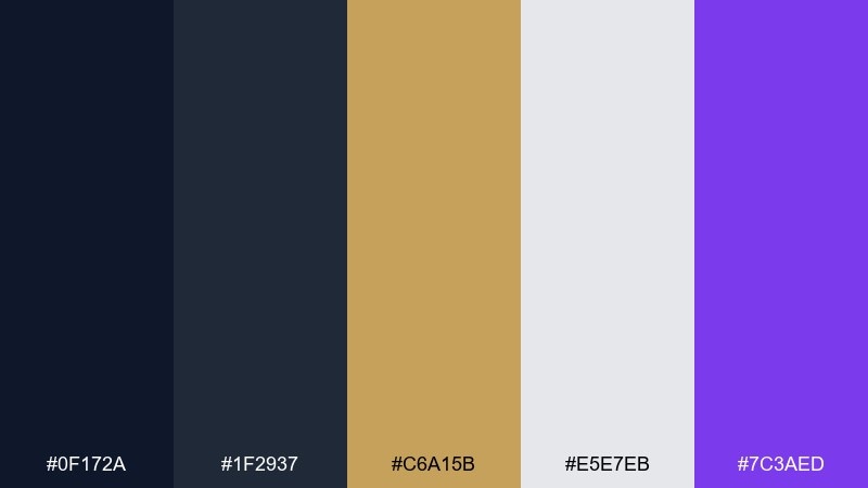 midnight brass drama interior color scheme with hex codes