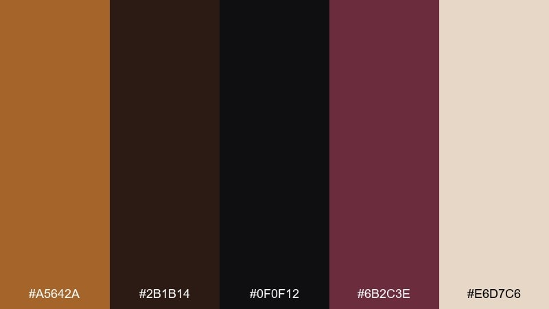 midnight bronze luxe color palette with hex codes