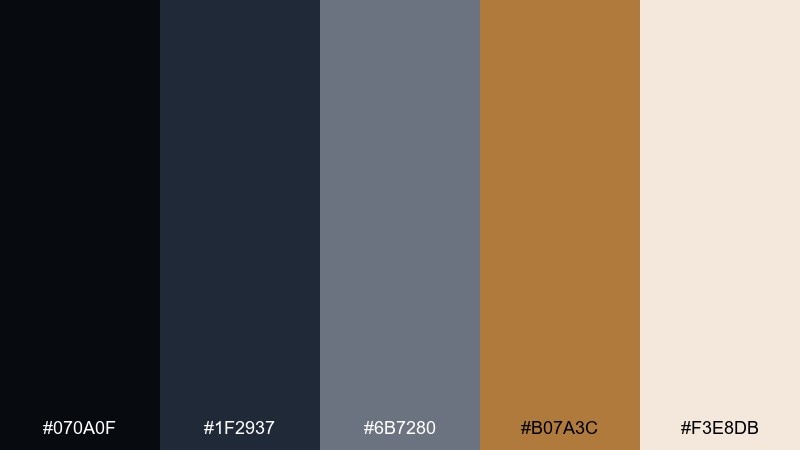 midnight bronze color palette with hex codes