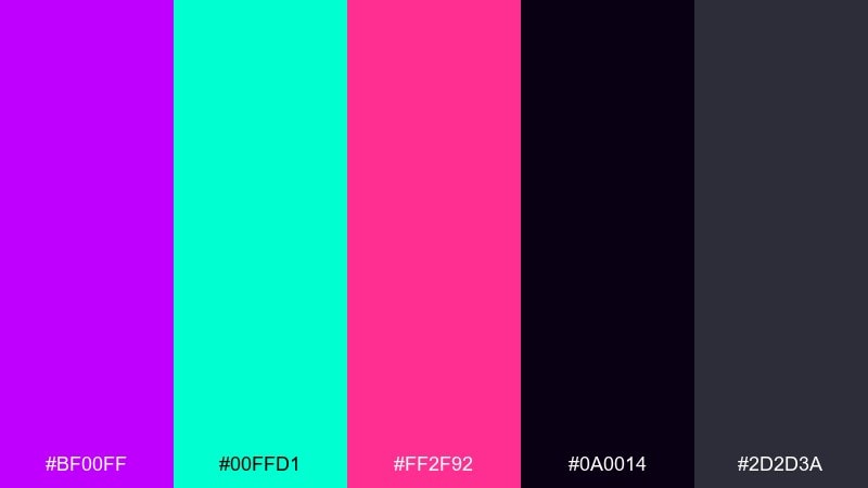 midnight club lights electric purple color palette with hex codes