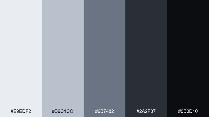 midnight concrete gray color palette with hex codes