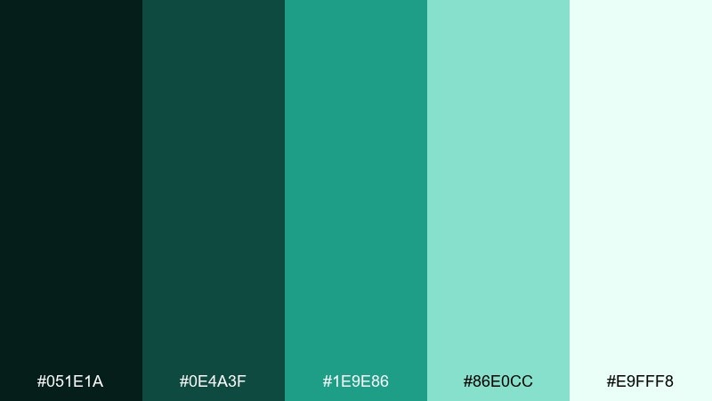 midnight conservatory jade color palette with hex codes